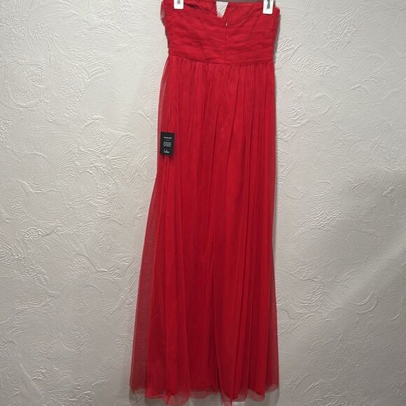 Lulus Queen Behavior Strapless Ruched Red Tulle Maxi Dress Size Small NWT - Picture 5 of 8